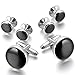 MOWOM 6PCS Rose Gold Tone Black Rhodium Plated Enamel Cufflinks Stud Set Tuxedo