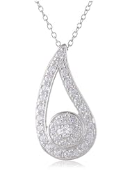 Sterling Silver Simulated Diamond Teardrop Pendant Necklace, 18"