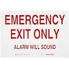 Brady 84666 14" Width x 10" Height B-302 Polyester, Red on White Door Sign, Legend "Emergency Exit Only: Alarm Will Sound"