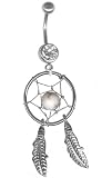 White Dream Catcher Belly Rings Navel Rings Body Jewelry-6 Post lengths Available