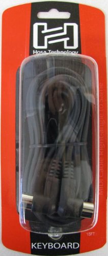 HOSA MIDI CABLE, 15ft. Right Angle, Black