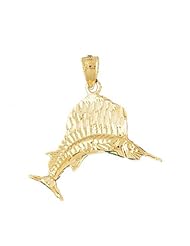 Dazzlers Solid 14k Gold Marlin Sailfish Dimensional Charm Pendant Available in three colors from jewelsberry (weights: 2.9 grams only)