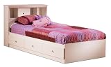 Crystal Collection Mate's Bed with Bookcase Headboard in Pure White Finish By South Shore Furniture
