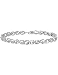 1.00 Carat (ctw) Sterling Silver Round White Diamond Ladies Tennis Link Bracelet 1 CT