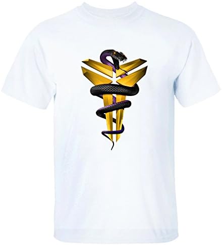 SKNO Men's Lakers Kobe Bryant logo ComfortSoft Round Neck T-Shirt white S