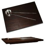 Sushi Plate Set for 2 w/ Stainless Steel Soy Sauce Dishes and Chopsticks (Peruvian Walnut)