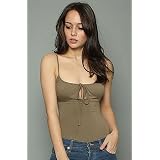 Alternative Apparel The Pamela Tie Front Body Suit in Putty,Tops (Sleeveless) for Women by Alternative