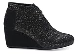 Toms Women's Desert Wedge Black Leather Printed Casual Shoe 6 Women US