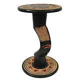 African Bowed Mask Accent Table: Hand-crafted in Ghana
