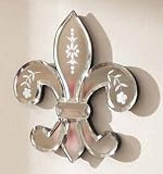 Etched Fleur De Lis Wall Hanging MIRROR clear Glass