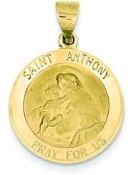 14K Yellow Gold Saint Anthony Medal Pendant Charm