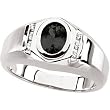 14K White Gold Man's Onyx and Diamond Ring