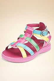 Younger Girls Leather Multicoloured Strap Gladiator Sandals