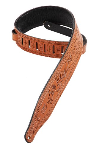 Levy's Leathers M17T03-TAN Carving Leather Tooled Guitar Strap,Tan