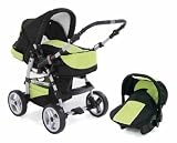 de Boutique-b&eacute;b&eacute;: POUSSETTE - LANDAU "FLASH" plus si&egrave;ge d'auto - 3 in 1 in couleur NOIR*VERTE - 29 autres mod&egrave;les de couleurs disponible avec nous