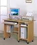 New natural finish wood computer desk with casters and slide out keyboard tray