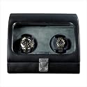 Ragar Watch Winder for Two in Genuine Black Leather 2599GL/BK