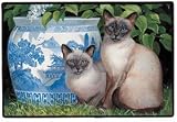 China Blue Siamese Cats Doormat Rug Home Decor