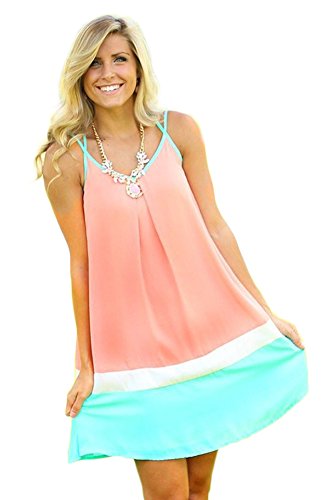 FLYMALL Candy Colorblock Cami Dress Trapeze Dress