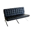 Barcelona Leather Loveseat in Black By Wholesale Interiors with Silver Shipping