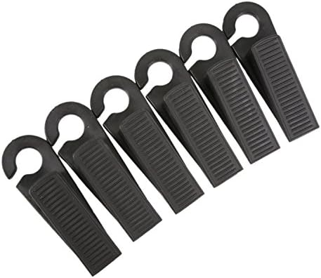 6 Pack Premium Door Stopper Set, Non-Scratching Door Stop Modern Door Wedge Design Works on Any Surface - Black
