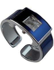BestOfferBuy Women Rectangle Dial Steel Bangle Cuff Bracelet Wrist Watch Blue