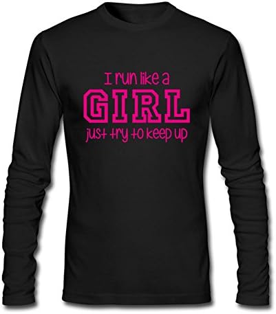 HnHaigg Men's I Run Like A Girl Funny Long Sleeve T-Shirt Black XXXL