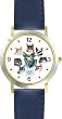 Collage of Cats No.1 - Cat - JP - WATCHBUDDY&reg; DELUXE TWO-TONE THEME WATCH - Arabic Numbers - Blue Leather Strap-Women's Size-Small