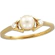 14K Yellow Gold Akoya Cultured Pearl and Diamond Ring - 5.00mm