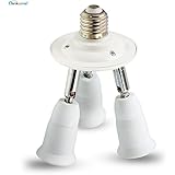 Elinkume E26 E27 3 Socket Adapter E27 LED Light Bulb Converts 1 Socket into 3 - Use for Standard Socket E27 LED Bulbs Universal Head 360 Degrees Adjustable , 180 Degree Bending