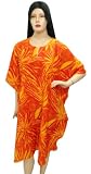 Flasy Looking Self Print Kaftan Plus Size Lounging Tunic Cover Up