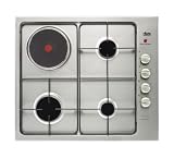 Faure - FXL63ITX - Table Email Mixte - 60 cm - 3 Foyers Gaz Thermocoupl&eacute;s / 1 &Eacute;lectrique - Inox