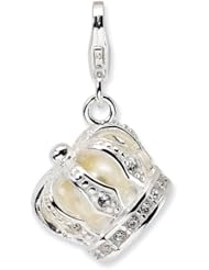 Sterling Silver Swarovski Element & FW Cult Pearl Crown with Lobster Charm