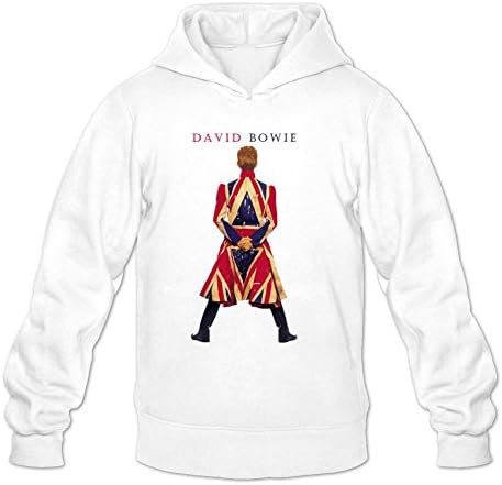 Hahw Cool David Bowie glam rock Hoodie for Men 100% Cotton White XXL