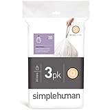 simplehuman code Q custom fit liners, 3 refill packs, (60 liners),Code Q - 50-65L / 13-17 Gallon, White