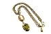 Italian-Made Olivina Noble Family Brass Cameo and Green Quartz Necklace Finished in Antique Gold