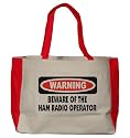WARNING BEWARE OF THE HAM RADIO OPERATOR Large BELLA TOTEBAG w/ pockets (Choice of Colors)
