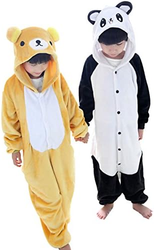 Tjia Winter Kid Cosplay Flannel Panda Animal Pajamas (M (49"- 53"), Rilakkuma)