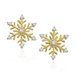 14K Yellow Gold 0.12 ct. Diamond ''Snow Flake'' Earrings