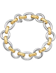 18K Yellow Gold and Sterling Silver Diamond Cut Rhodium Plated Bracelet