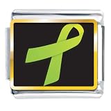 Lime Green Ribbon Awareness Italian Charms Bracelet Link