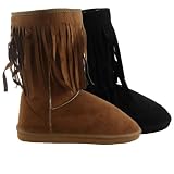 Ladies Fringe Faux Suede Tassel Womens Boots Sizes 3-8