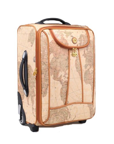 World Map Design 2 Piece Rolling Luggage & Cosmetic Train Case On Sale