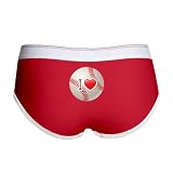 Artsmith, Inc. Women's Boy Brief Underwear I Love Baseball - Red/White, Medium