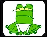 Decorated Mouse Pad with green, frowning, frog, sitting, amphibian