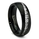7MM Black Stainless Steel Ring With Graduated Cubic Zirconia Sizes 8 to 12