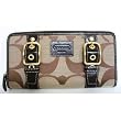Coach Signature Brown Buckle Zip Around Wallet Clutch Bag 43393