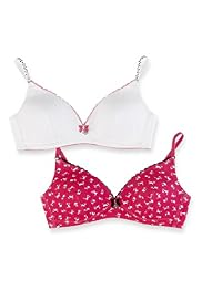 2 Pack Angel Cotton Rich Assorted Non-Wired Padded Bras
