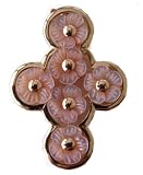 Pink Mother Of Pearl Four Point Vertical Bouquet Pendant, 14k Gold