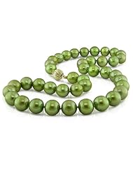 14k Yellow-Gold 9-10 MM Pistachio Freshwater Cultured Pearl Strand, 18"